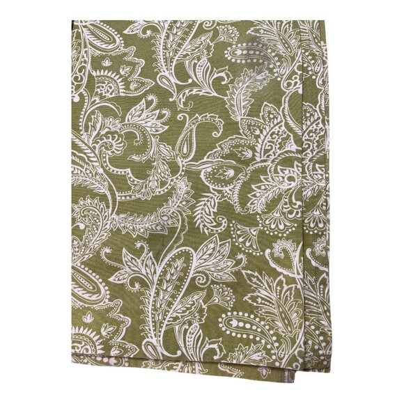 Ridgefield Home 100% Cotton Curtain Panels – Green & White Paisley Print – 80” x - Picture 9 of 9